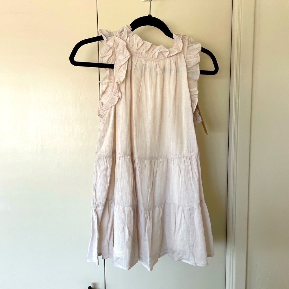 Listicle Ivory Flowy Ruffle Tank Top | Tie Neck Boho | NWT Size S